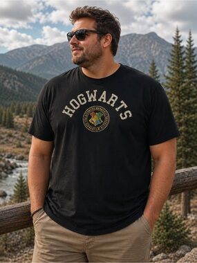 54 🤺Mens 2XL Hogwarts black t-shirt